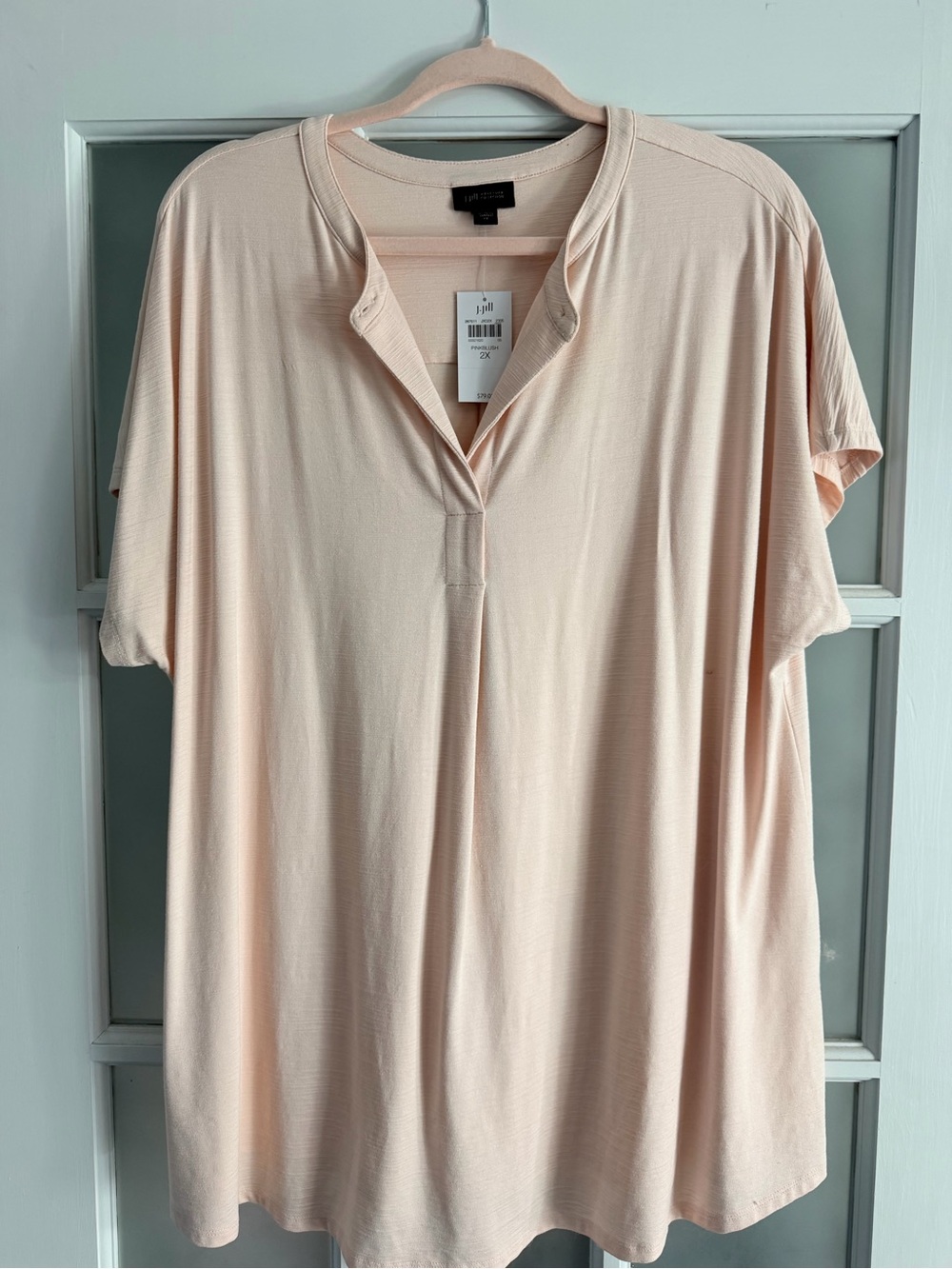 J. Jill Soft Peach Short Sleeve Henley Top